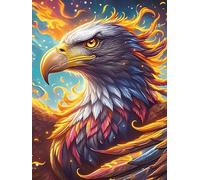 Águila con alas de Fuego Puzzle 500 Piezas Cartón Resistente para Parejas Vida Silvestre y Plantas Noches De Cita para Relajarse para Fiestas Navideñas 500 PCS