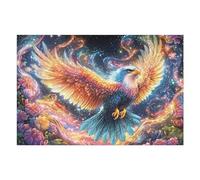 Águila con Flores bajo el Cielo Estrellado Puzzles 1000 Piezas Estera Portátil Familiar Grande Rompecabezas para Adultos Aliviar Estrés 3D Maquetas Construir DIY Moderno 1000 PCS