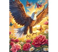 Águila con Mariposas y Rosas Puzzles 1000 Piezas Estera Portátil 3D Animal Salvaje Mascota Cute Rompecabezas Familiar para Adultos Aliviar Estrés Decoración Hogar Moderno Creativo 1000 PCS