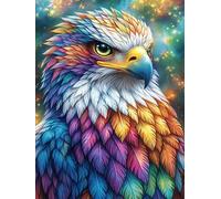 Águila con Plumas de arcoíris Puzzle 300 Piezas Desafío Intelectual 3D Sueño mágico de Ciencia ficción Rompecabezas para Hombres Y Mujeres Obra De Arte Colorido Decoración Hogar 300 PCS