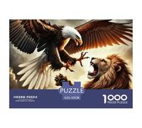Águila contra León Puzzle de 1000 Piezas Cartón Puzzle para Adultos Duelo Animal Decoración Hogar Relajación Regalo Familiar 52x38cm/1000pcs