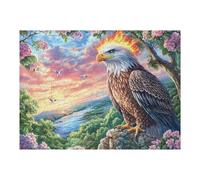 Águila de Cabeza de Fuego sobre una Roca con un árbol en Flor Puzzles 500 Piezas Maquetas Educativas Detalladas Rompecabezas para Familia Construir DIY Aliviar Estrés Decoración Hogar 500 PCS