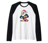Águila de Navidad con calcetín Festivo para los Amantes de la Navidad de Estados Unidos Camiseta Manga Raglan