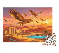 Águila del Desierto Puzzle de 1000 Piezas para Adultos Papel Paisaje de Oasis al Atardecer Relajación Concentración Decoración Hogar Regalo 38x26cm/1000pcs