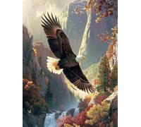 áGuila Diamond Painting, 5D Diamond Painting Adultos Paisaje, DIY Manualidades Adultos Kit Punto de Cruz, Cuadro Diamantes Cristal Bordado, Pintura de Diamante para Decoración Hogar 60X70cm I-8130