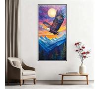 Águila Diamond Painting Kit Completo 40x70 cm, 5D Diamond Painting Montañas Nevadas Pintura de Diamante Grande para Adultos, Kit Punto de Cruz Diamante Pintar con Diamantes Manualidades (WL992)