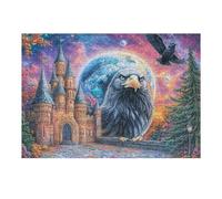 Águila en la Pared Frente a un Castillo místico Puzzles 300 Piezas Maquetas Educativas Detalladas Rompecabezas para Familia Construir DIY Aliviar Estrés Decoración Hogar 300 PCS