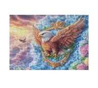 Águila en un Marco Adornado con un Borde de Flores Puzzles 300 Piezas Maquetas 3D Educativas Rompecabezas para Familia Construir DIY Moderno Aliviar Estrés Decoración 300 PCS