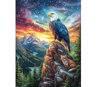 Águila en una Cima montañosa Puzzle 1000 Piezas Colorido Vibrante Cuento de Hadas acompañante mágico Rompecabezas para Adultos Obra De Arte Familiar Estera Portátil DIY Creativo 1000 PCS
