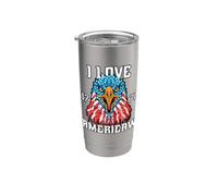 Águila, I Love Americaw, 4 de julio, América, orgullo Vaso térmico de acero inoxidable de doble pared