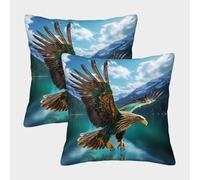 Águila in Flight Cuadrada Funda De Cojín De Sofá 2 Paquetes Nature Paisaje Art con Patrón Adecuada para Cama,hogar,automóvil,Interior Y Exterior 50x50cm