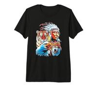 Águila Lobo India nativa Americana Americana del Norte Camiseta Premium