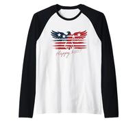 Águila mezclada con Bandera de Estados Unidos Vintage Patriotic Happy 250! Regalo Camiseta Manga Raglan