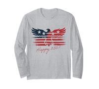 Águila mezclada con Bandera de Estados Unidos Vintage Patriotic Happy 250! Regalo Manga Larga