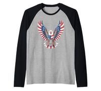 Águila Patriótica Alas Bandera USA Libertad Orgullo Camiseta Manga Raglan