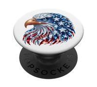 Águila patriótica con Brillo Estrellas y Franjas PopSockets PopGrip Adhesivo