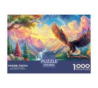 Águila Posada en una Rama sobre un Paisaje Vibrante Puzzle De 1000 Piezas águila Cartón Reciclado, Excelente Regalo para Todas Las Edades 38x26cm/1000pcs