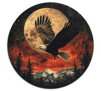 Águila Puzzle 1000 piezas cielo nocturno de luna llena redonda rompecabezas juguetes regalo interesante decoración de pared para adultos, 1000 unidades (67,5 x 67,5 cm)