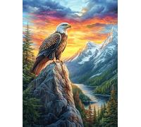 Águila Real en la Cima de la montaña al Atardecer Rompecabezas 1000 Piezas Cartón para Parejas Actividad Tiempo Libre Terapia Relajación Decoración Salón Regalo Sorpresa 1000 PCS