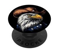 Águila valiente con sombrero de vaquero para una declaración intrépida PopSockets PopGrip Adhesivo
