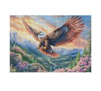 Águila Voladora sobre Las Nubes con Flores Silvestres Rompecabezas 300 Piezas Cartón para Principiantes Días Lluviosos Tiempo Libre En Casa para Reyes Magos Detalle De Cumpleaños 300 PCS