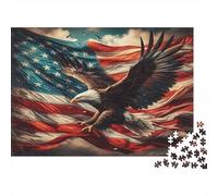 Águila Volando Bandera de Estados Unidos 1000 Pieza Paquete De Rompecabezas Amantes del Rompecabezas De La Familia Puzzle De Alivio del Estrés Entrenamiento Cerebral 70x50cm/1000pcs