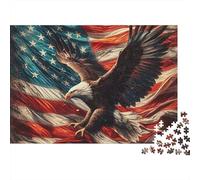 Águila Volando Bandera de Estados Unidos Rompecabezas 1000 Piezas Cartón Resistente para Coleccionistas, Desafío Ultra Difícil, Juego De Fiesta, Mejor Regalo para Aficionados Serios 70x50cm/1000pcs