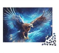 Águila Volando Cósmico Rompecabezas de Noche de Juego de 1000 Piezas para Adultos Águilas Galaxia Batalla Espacial Premium Grueso Resistente Vibrante Desafiante Duro Alivio del Estrés 38x26cm/1000pcs