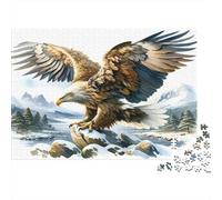 Águila Volando Puzzle de 1000 Piezas Papel para Adultos Montaña Nevada Río Escena Natural Relajación Familia Decoración Regalo 38x26cm/1000pcs