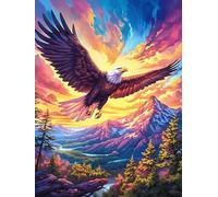 Águila Volando sobre montañas al Atardecer Puzzles 500 Piezas Maquetas Educativas 3D Animal Salvaje Mascota Rompecabezas para Familia Construir DIY Aliviar Estrés Decoración Hogar 500 PCS