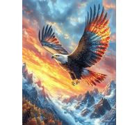 Águila Volando sobre un Atardecer de montaña Rompecabezas 500 Piezas Cartón para Adultos Vida Silvestre y Plantas Estimulación Cognitiva Juego Familiar Decoración Mural Regalo De San Valentín 500 PCS