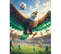 Águila Volando sobre un Campo de Fútbol Rompecabezas 300 Piezas Cartón Para Principiantes Mascota de Vida Silvestre Cute Desconectar Rutina Ejercicio Mental Relajante Actividad Tiempo Libre Regalo Cum