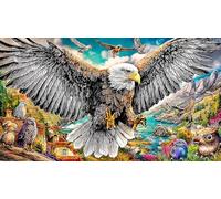 Águila Volando sobre un Paisaje montañoso Rompecabezas de 1000 Piezas para Adultos - Cartón Reciclado - Decoración 38x52cm/1000pcs