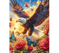 Águila Volando sobre un Valle Montañoso Puzzle 300 Piezas Cartón Blanco Premium para Expertos Planta de Vida Silvestre Días Lluviosos Colección Garantía Reposición Piezas 300 PCS