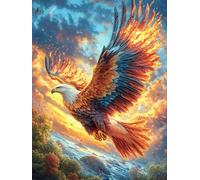 Águila volando sobre un valle montañoso Puzzle 300 Piezas Estera Portátil Antideslizante Paisaje de cuento de hadas en caricatura Rompecabezas Familiar Para Hombres Y Mujeres Aliviar Estrés Decoración