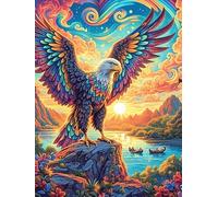 Águila Volando sobre un Valle montañoso Puzzle 300 Piezas Paisaje de Cuento de Hadas en Caricatura Rompecabezas Familiar para Adultos Aliviar Estrés Decoración De Pared Moderna 300 PCS