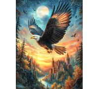 Águila Volando sobre un Valle montañoso Puzzle 500 Piezas Cartón Resistente Cuento de Hadas acompañante con Animales Rompecabezas Familiar para Toda La Familia Juguete Educativo 3D Maquetas Construir