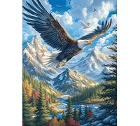 Águila volando sobre una cascada de montaña nevada Rompecabezas 500 Piezas Cartón Para Principiantes vida silvestre y plantas Actividad Antiestrés Calmar La Mente Garantía Reposición Piezas Regalo Sor