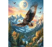 Águila Volando sobre una montaña iluminada por la Luna Puzzle 500 Piezas Papel Mayores Animales y Plantas Terapia Ocupacional Entretenimiento Sin Pantalla para Navidad Regalo Origina