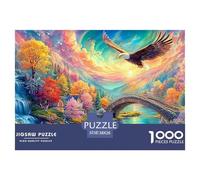 Águila Vuela sobre un Paisaje Colorido con un Puente Puzzle De 1000 Piezas águila Perfecto Regalo para Niños, Niñas, Hombres Y Mujeres 38x26cm/1000pcs