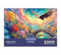 Águila Vuela sobre un Paisaje Colorido con un Puente Puzzle De 1000 Piezas águila Perfecto Regalo para Niños, Niñas, Hombres Y Mujeres 52x38cm/1000pcs