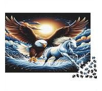Águila y Caballo Puzzles 1000 Piezas Papel Reciclado para Adultos Puzzle para Adultos Juego Familiar Divertido y desafiante Excelente Idea de Regalo para la descompresión 38x26cm/1000pcs