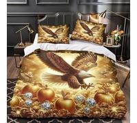 ÁguilaConjunto De Cama Imprimido En 3D Decoración De Habitación Microfibra con tesoroCierre Zipper Oculto Y Fundas De Almohada para Niños Y AdultosSuper King(260x220cm)