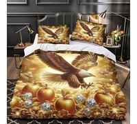 ÁguilaFunda De Edredón Imprimida En 3D Conjunto De Ropa De Cama Microfibra con tesoroCierre Zipper Oculto Y Fundas De Almohada para Niños Y NiñasDouble(200x200cm)