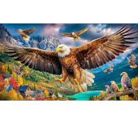 Águilas Volando sobre un Pueblo de montaña Rompecabezas para Adultos: 1000 Piezas de Cartón Reciclado para Decoración 38x26cm/1000pcs