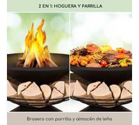 Aguilera Brasero con parrilla Ø 65 cm Compartimento para leña Acero Blumfeldt