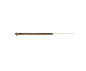 Aguja Acupuntura Tipo Chino con Cabeza y sin Guía, Bañadas en Oro de 18 Kilates Zenlong 0.22X25 mm