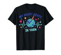 Aguja de Ganchillo My Heart Beats In Yarn, Divertida para Amantes del Ganchillo Camiseta
