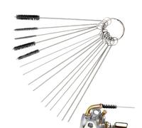 Aguja de limpieza de aerógrafo, limpiador de suciedad de carbono para carburador, kit de limpieza de carburador, kit de acero inoxidable con 5 cepillos, 10 agujas de limpieza para motocicleta fuera de