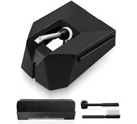 Aguja de repuesto para tocadiscos AT VMN95E para Audio Technica para ATLP120X con juego de cepillos de limpieza compatible con cartuchos de la serie VM95 para audio claro (negro)